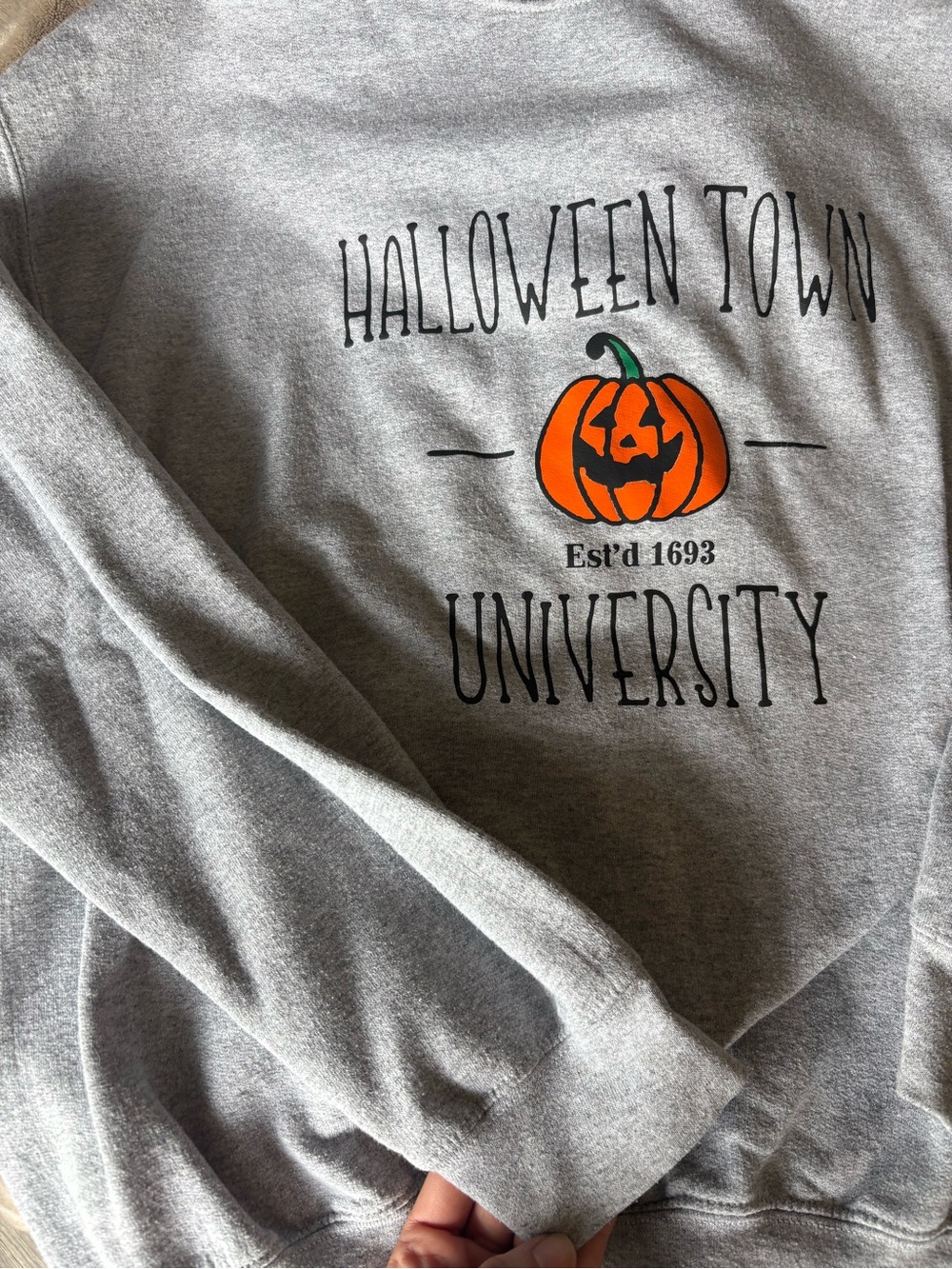 Gray "Halloween Town University" Crewneck Sweatshirt - Picture 3 of 3